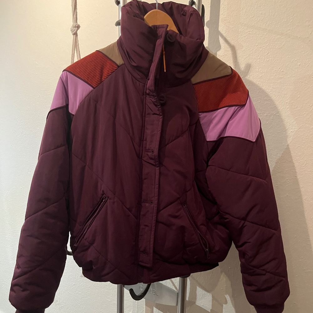 Free People Purple Chevron Ski Puffer Jacket  XS